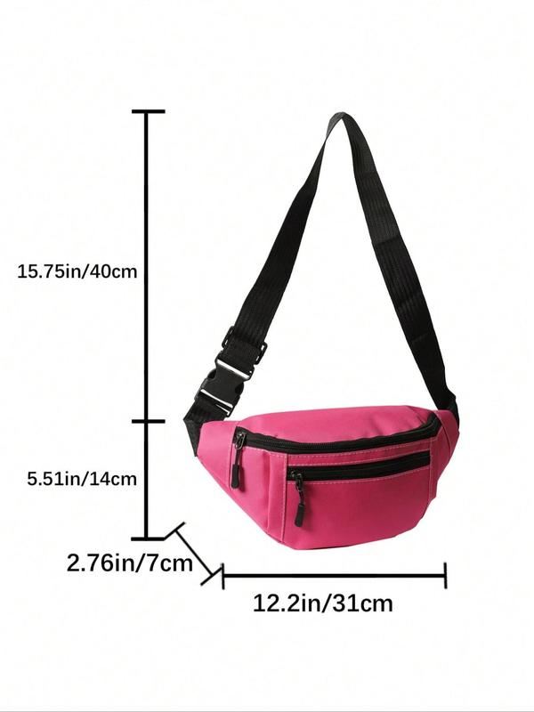 Men's Casual Solid Minimalist Release Buckle Detail Zipper Sling Bag, Simple Casual Multi-functional Chest Bag, Male Bum Bag for Daily Use