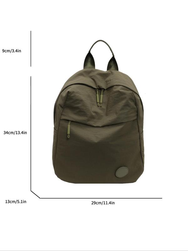 Solid Color Backpack, 2024 New Style Casual Plain Zipper Backpack for Men & Women, Simple Style School Bag for High School Students, Backpacks for School, Fall Outfits, Earthtone Fall Freshness