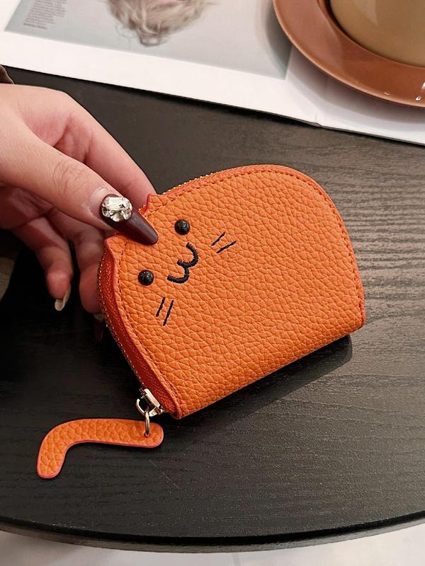 Women's Cute Cat Design Zipper Wallet, 2024 New Style Casual Trendy Versatile Wallet for Gift, Fashionable Money Saving Wallet for Daily Use