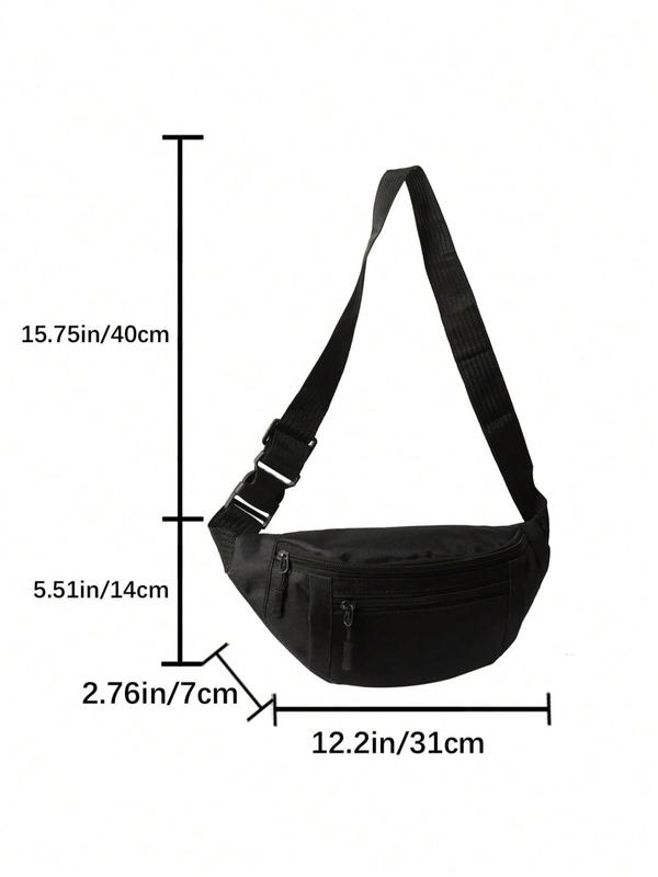 Men's Casual Solid Minimalist Release Buckle Detail Zipper Sling Bag, Simple Casual Multi-functional Chest Bag, Male Bum Bag for Daily Use