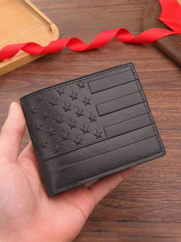 Men's Simple Plain Star Decor Short Wallet, Casual Business Style Bifold Wallet, Trendy Minimalist Wallet for Daily Use