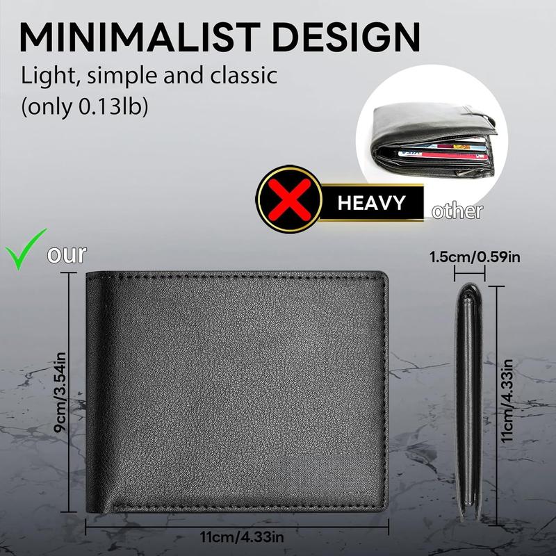 Wallet for Men, Premium Classic Mens Wallet Minimalist Slim Bifold Wallet, RFID Blocking Wallet with 10 Credit Card, 2 ID Window and 2 Cash Slots, Leather Compact Wallet, Front Pocket Card Holder