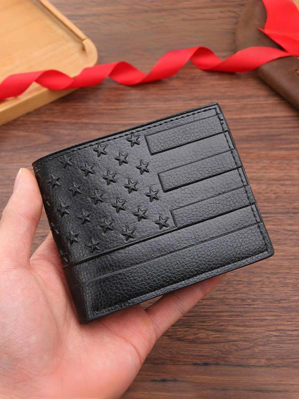 Men's Simple Plain Star Decor Short Wallet, Casual Business Style Bifold Wallet, Trendy Minimalist Wallet for Daily Use