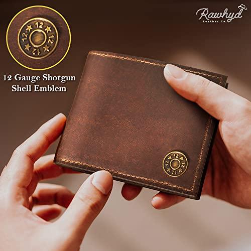 Shotgun Shell Hunting Wallet - Full-Grain Leather Wallets for Men - RFID Blocking Wallet – Western Wallets for Men w  7 Card Slots – Slim & Durable Mens Western Wallet - Great Hunting Gifts for Men