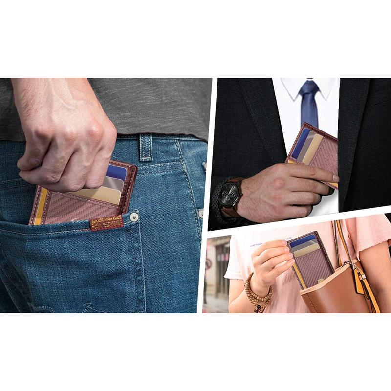 Slim Wallet, Skinny Minimal Thin Front Pocket Wallet Card Holder For Men 7Cards 3.15