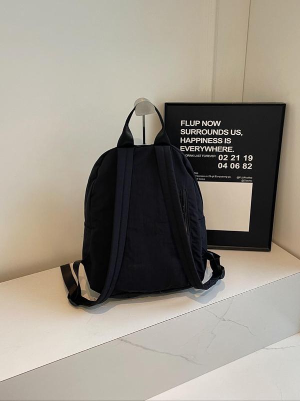 Solid Color Backpack, 2024 New Style Casual Plain Zipper Backpack for Men & Women, Simple Style School Bag for High School Students, Backpacks for School, Fall Outfits, Earthtone Fall Freshness