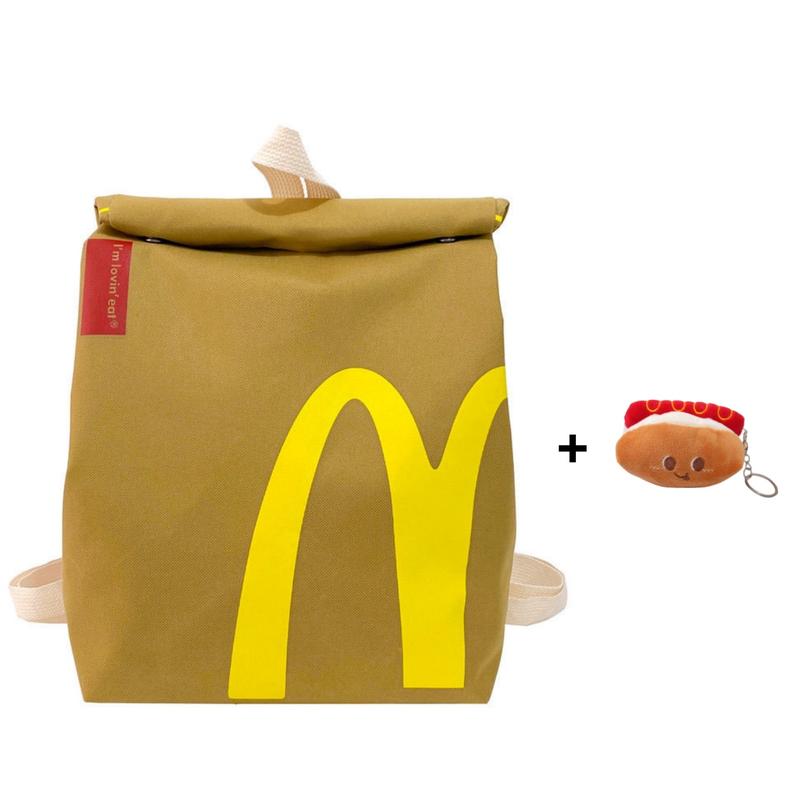 McDonald's backpack Funny Backpack Classic Large Capacity Paper Bag Cute Shoulder Bag schoolbag Casual Canvas Backpack Notebook Bag for Men and Women