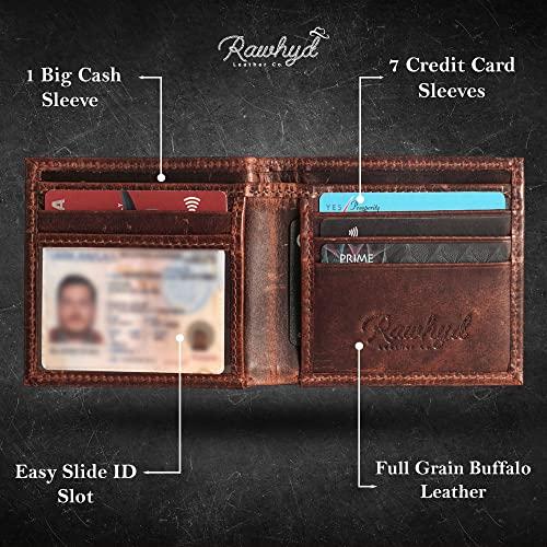 Shotgun Shell Hunting Wallet - Full-Grain Leather Wallets for Men - RFID Blocking Wallet – Western Wallets for Men w  7 Card Slots – Slim & Durable Mens Western Wallet - Great Hunting Gifts for Men