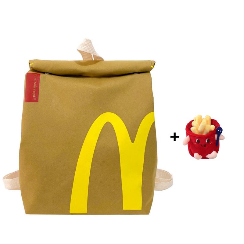 McDonald's backpack Funny Backpack Classic Large Capacity Paper Bag Cute Shoulder Bag schoolbag Casual Canvas Backpack Notebook Bag for Men and Women