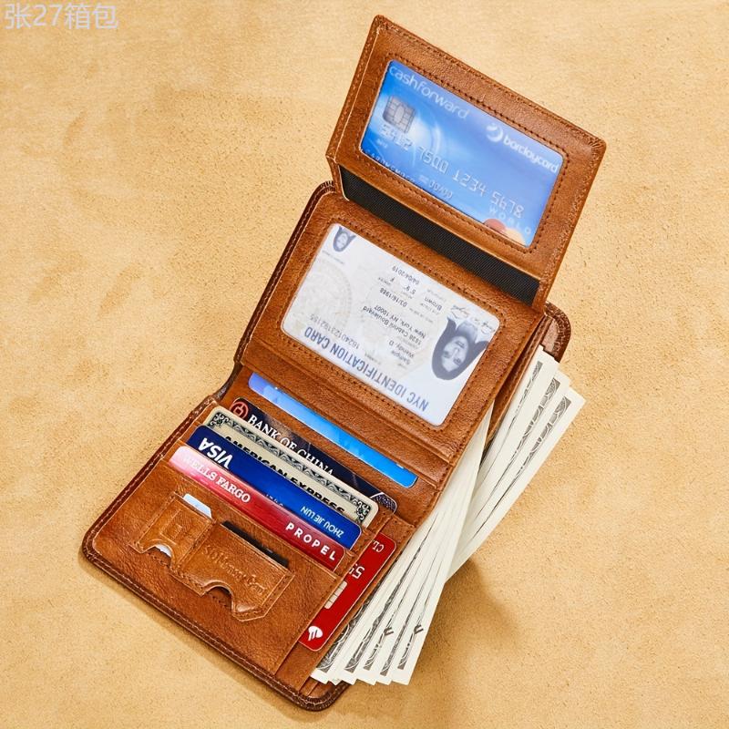 Genuine Leather RFID Blocking Wallets For Men Vintage Thin Short Multifunctional ID Credit Card Holder Money Bag Gifts For Men