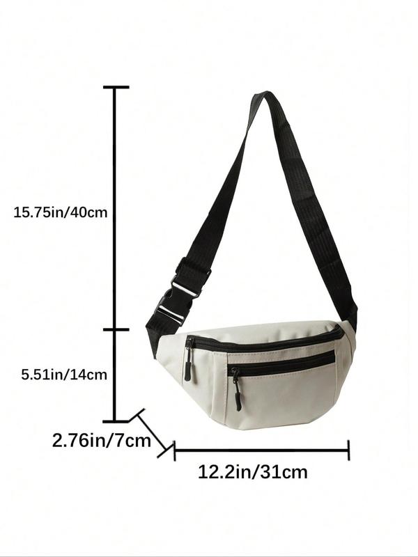 Men's Casual Solid Minimalist Release Buckle Detail Zipper Sling Bag, Simple Casual Multi-functional Chest Bag, Male Bum Bag for Daily Use