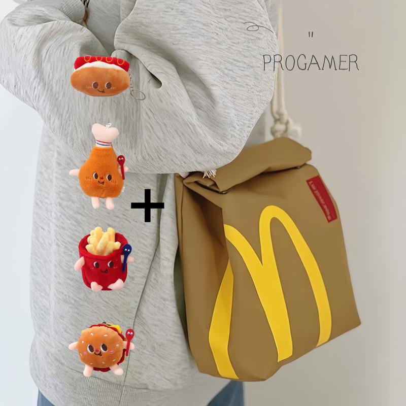 McDonald's backpack Funny Backpack Classic Large Capacity Paper Bag Cute Shoulder Bag schoolbag Casual Canvas Backpack Notebook Bag for Men and Women