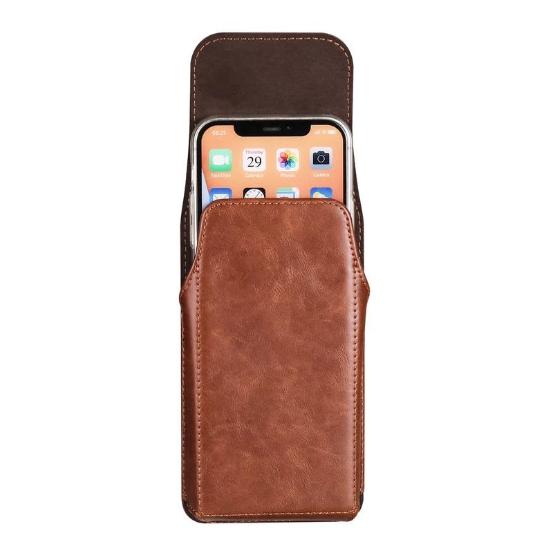 Luxury Cow Leather Belt Clip Phone Case Men Travel Waist Bag For iPhone 15 14 13 12 11 Pro Max X XS 7 8 Plus Holster Pouch Cover