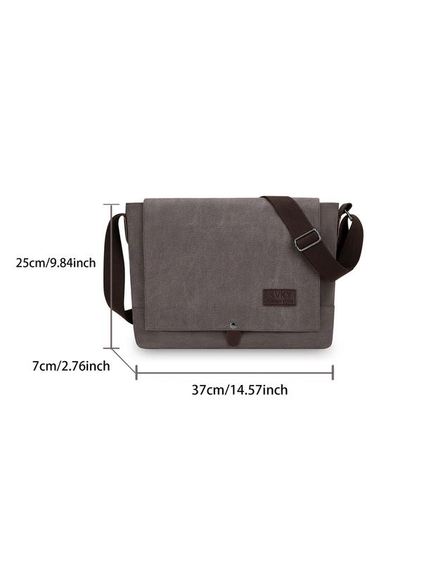 Men's Casual Letter Patched Decor Messenger Bag, Lightweight Flap Shoulder Bag, Vintage Crossbody Bag for Daily Commute