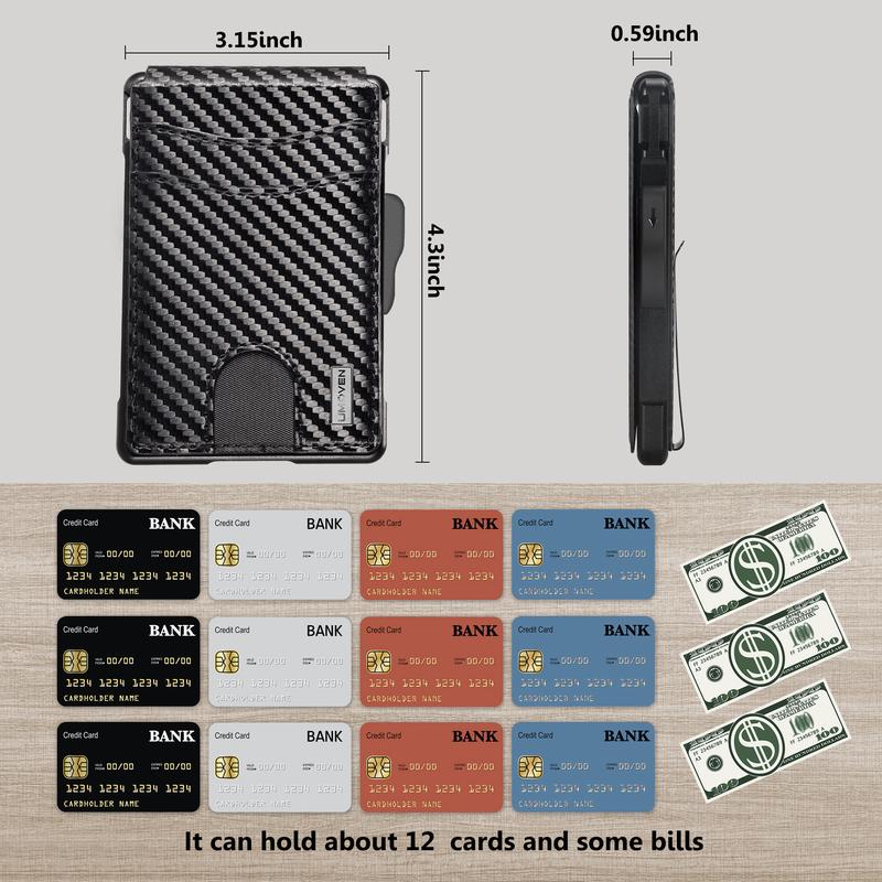 umoven Wallet for Men - with Money Clip Slim Leather Slots Credit Card Holder RFID Blocking Bifold Minimalist Wallet with Gift Box