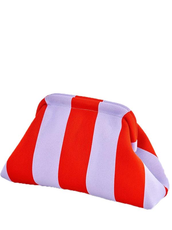 Striped Pattern Clutch, Casual Versatile Zipper Makeup Bag, Portable Daily Cosmetic Bag, Fashionable Clutch for Women