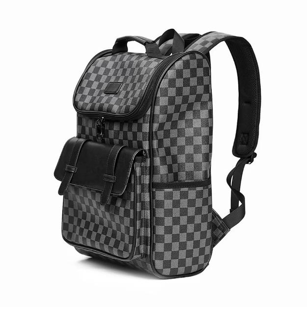 large -capacity checkered waterproof backpack 15.6