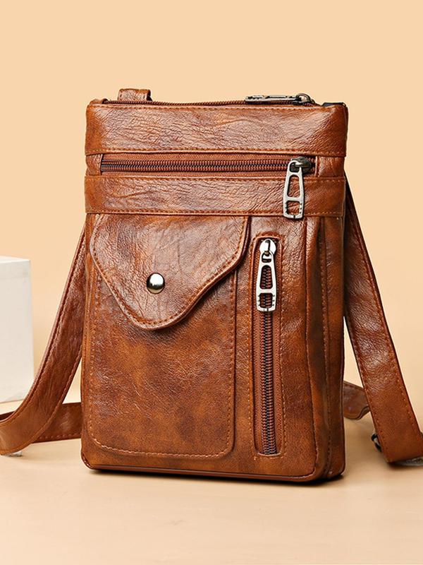 Elegant Vintage Crossbody Bag for Women, Trendy Plain Color Crossbody Purses, Fashionable Everyday Shoulder Bag for Daily Use