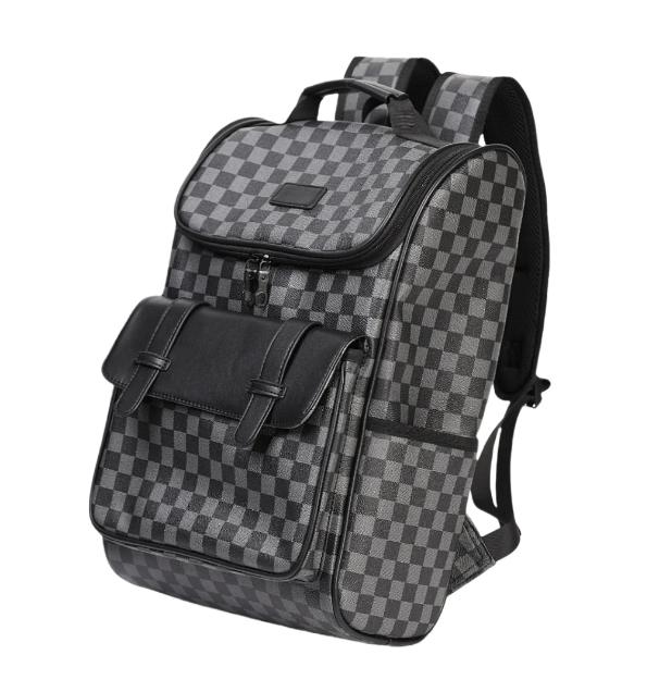 large -capacity checkered waterproof backpack 15.6