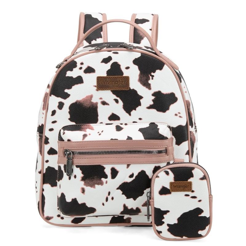 {Live Exclusive Bundle} Mommy and Me Wrangler Cow Print Mini and Full Size Fashion Backpack Set