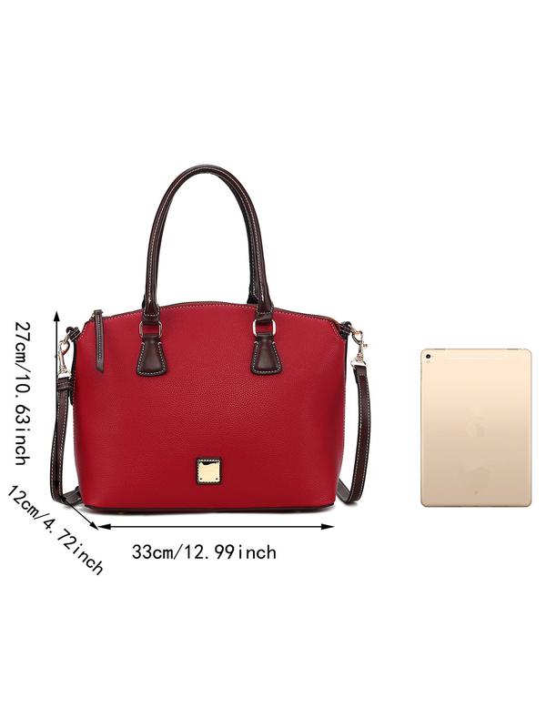 Women's Vintage Matching Solid Handbag, Fashionable Handbag with Top Handle, Casual Versatile Zipper Shoulder Bag for Daily Used, Fall Outfit、Fall Freshness