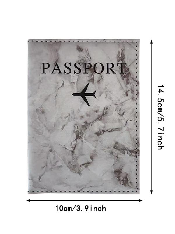 Marble & Letter Pattern Design Passport Holder, Travel Wallet, Personalization Card Case Cover, Credit Card Sets for Men and Women, Perfect Vacation Travel Accessories