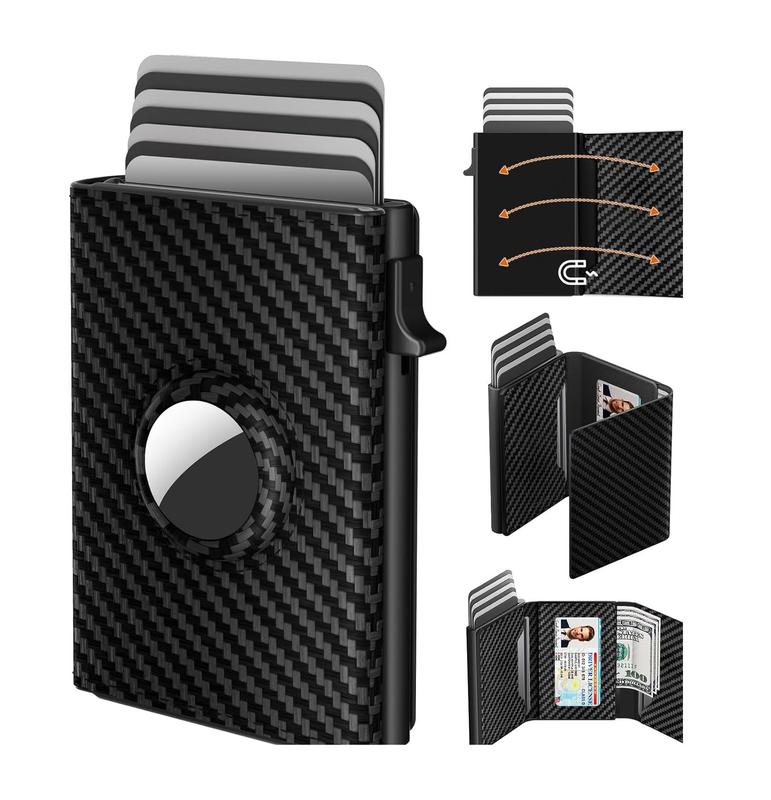 Explosive positioning tracker Carbon fiber card holder multi-card bag Fashion business multi-function wallet card bag,keychain bag