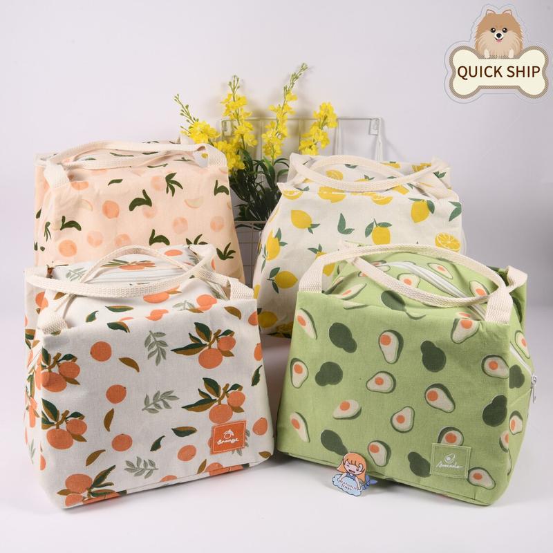 XL Orange Avocado Lemon Peach Insulated Lunch Bag,Fruit Tote Bag With Zipper For Lunch Box,Lunch Bag Birthday,Back-to-School Essentials,Christmas Gift