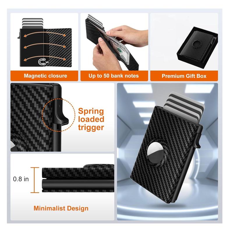 Explosive positioning tracker Carbon fiber card holder multi-card bag Fashion business multi-function wallet card bag,keychain bag