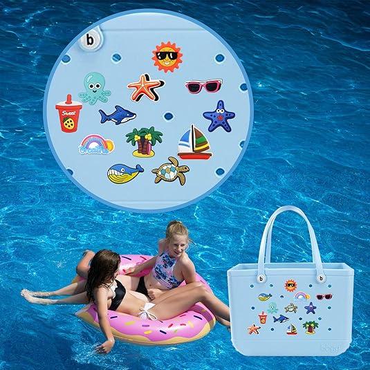 12pcs Charms for Bogg Bag, Accessories for Bogg Bag, PVC Flower Charms for Simply Southern Totes, Insert Decorative for Handbag Beach Tote Bag