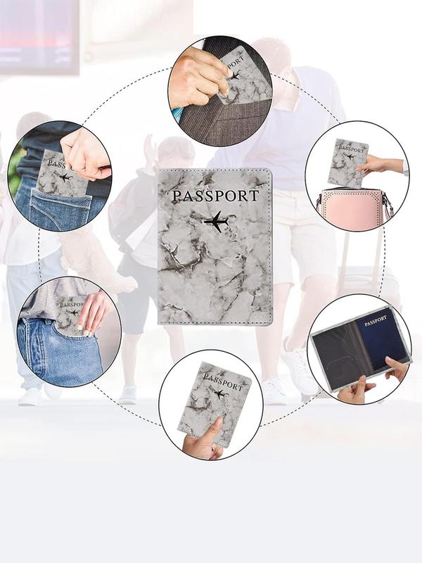 Marble & Letter Pattern Design Passport Holder, Travel Wallet, Personalization Card Case Cover, Credit Card Sets for Men and Women, Perfect Vacation Travel Accessories