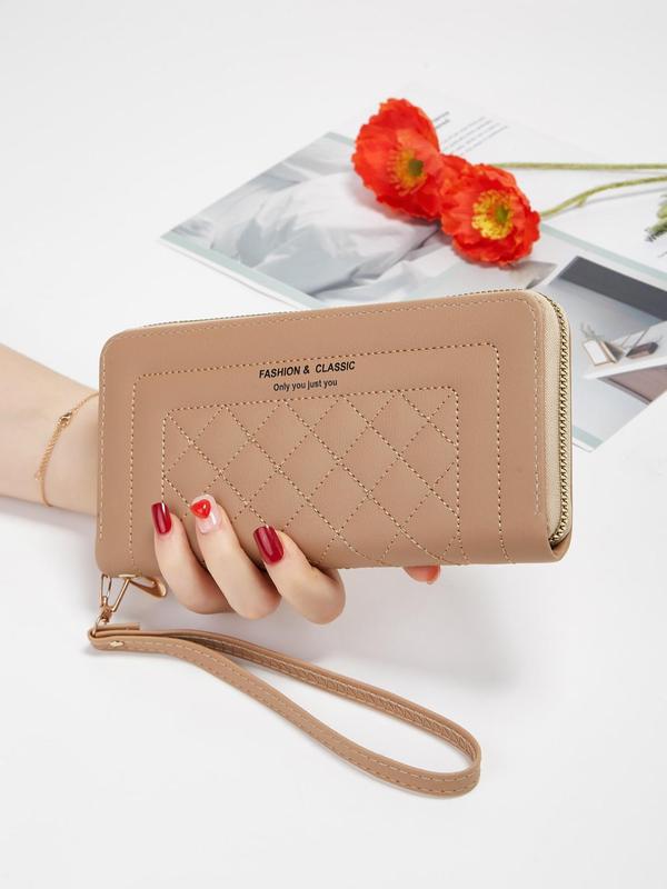 Women's Elegant Quilted Wristlet Long Wallet, Casual Trendy Zipper Purse for Card Holder, Fashionable Wallet for Daily Use for Women