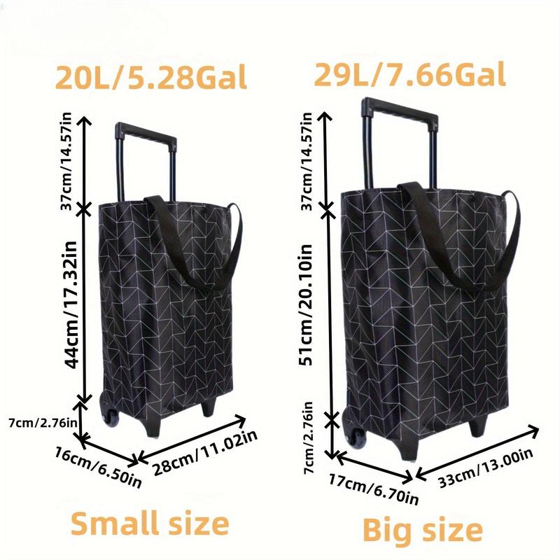 Portable Shopping Trolley Storage Basket, Foldable Hand Trolley, Laundry Basket with Wheel for Home, Shopping, Washing Room, Camping