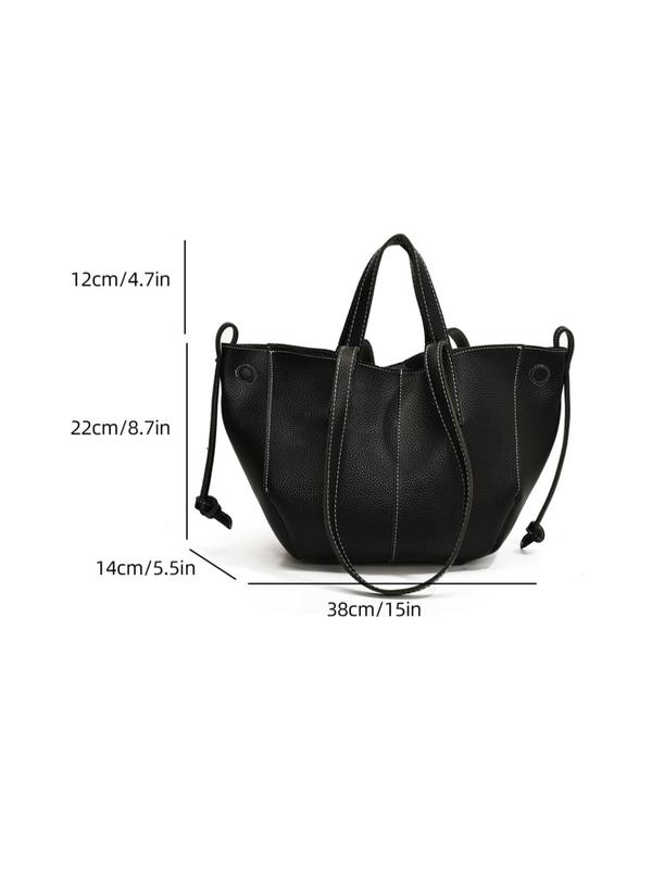 Women's Solid Color Tote Bag, Fashionable Large Capacity Shoulder Bag for Work & Daily Used, Casual Trendy Versatile High-quality Daily Commuting Bag