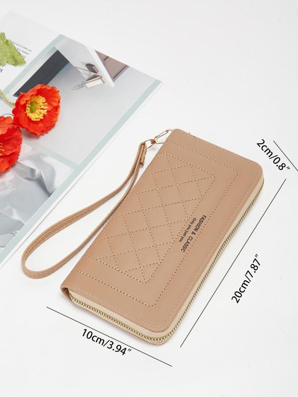 Women's Elegant Quilted Wristlet Long Wallet, Casual Trendy Zipper Purse for Card Holder, Fashionable Wallet for Daily Use for Women