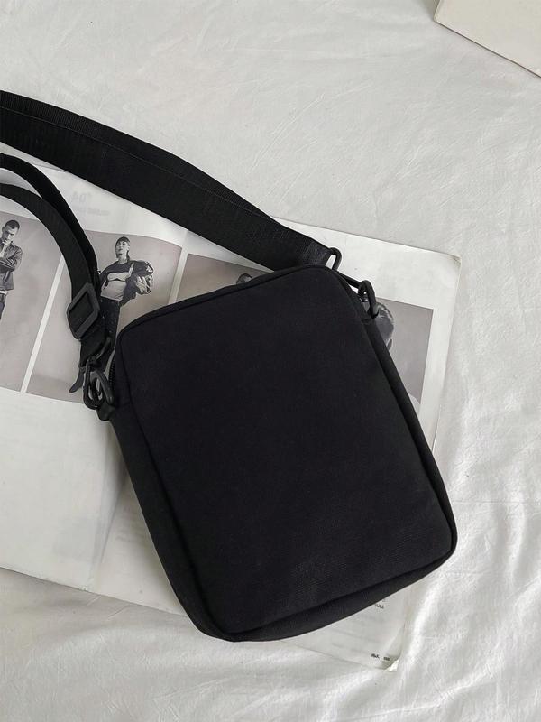 Men's Casual Solid Color Zipper Crossbody Bag, Fashionable Lightweight Crossbody Bag for Daily Used, Casual Trendy Versatile High-quality Daily Commuting Bag