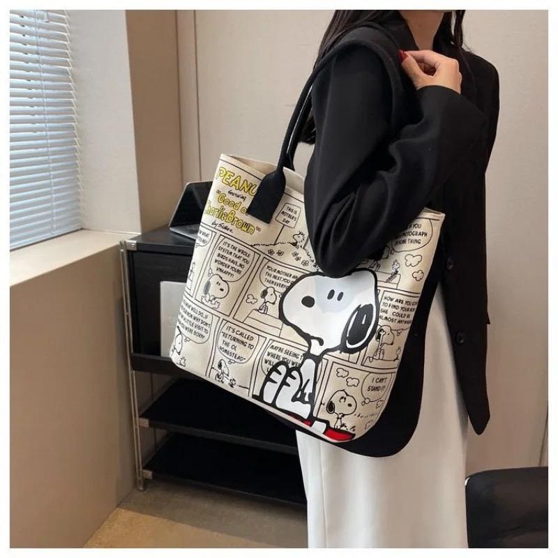 Canvas Bag Women High Capacity Bag Fashion Cartoon Snoopy Handbag Versatile One Shoulder Tote