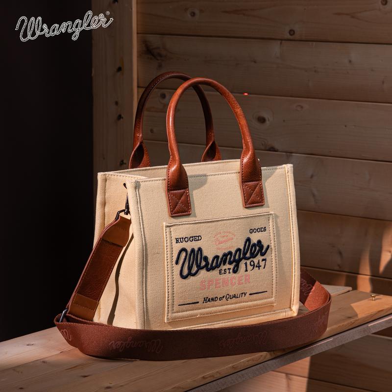 Wrangler 2PCS Bag Set-MediumCanvas Tote Bag & Wristlet Wallet