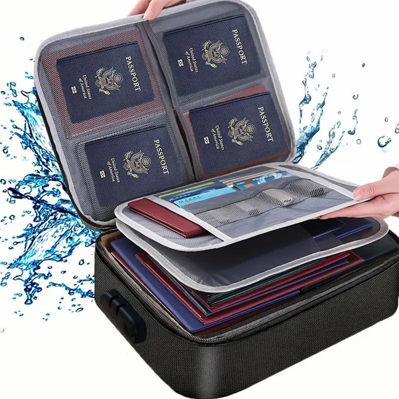 3 Layer Document Storage Bag with Combination Lock, Portable Travel Document Storage Bag, Summer Gift, Waterproof Document Storage Case for Laptop, Files, Certificates