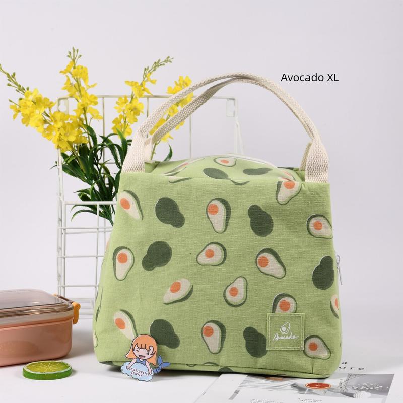 XL Orange Avocado Lemon Peach Insulated Lunch Bag,Fruit Tote Bag With Zipper For Lunch Box,Lunch Bag Birthday,Back-to-School Essentials,Christmas Gift