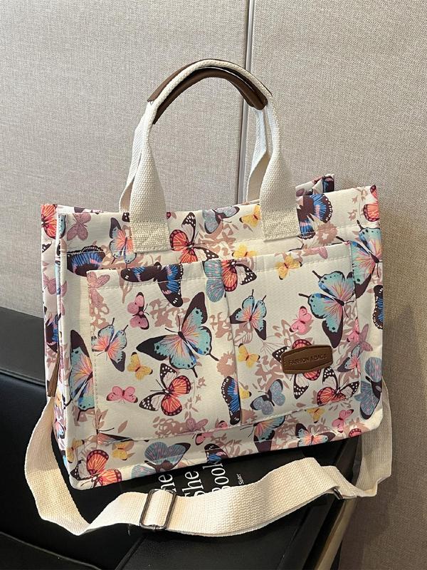 Fashion Butterfly Pattern Tote Bag, Casual Large Capacity Shoulder Bag for Women, Tote Bag for Women, Trendy All-match Bag for Daily Use