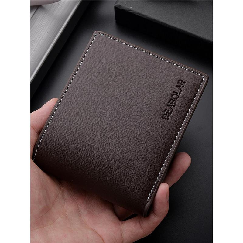 Men Letter Graphic Small Wallet Credit Card Small Purse ID Window Bi-Fold Men Wallet Dad Gifts Mini Leather Bi-Fold ID Card Money Cash Minimalist Fashion Modern Business Anniversary On Valentine Day For Birthday Gift Men Male Portable Money Cash For Male