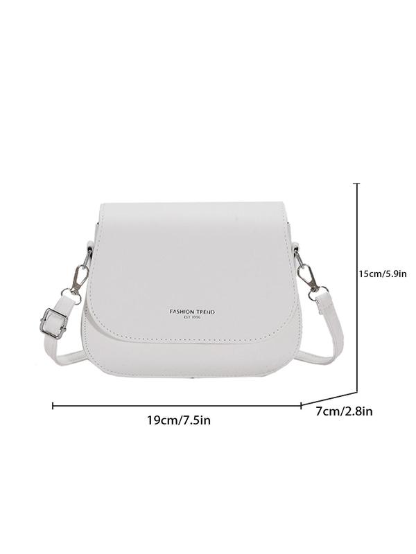 Women's Minimalist Casual Plain Crossbody Bag, Fashionable Letter Design Saddle Crossbody Bag with Adjustable Strap For Work & Daily Used