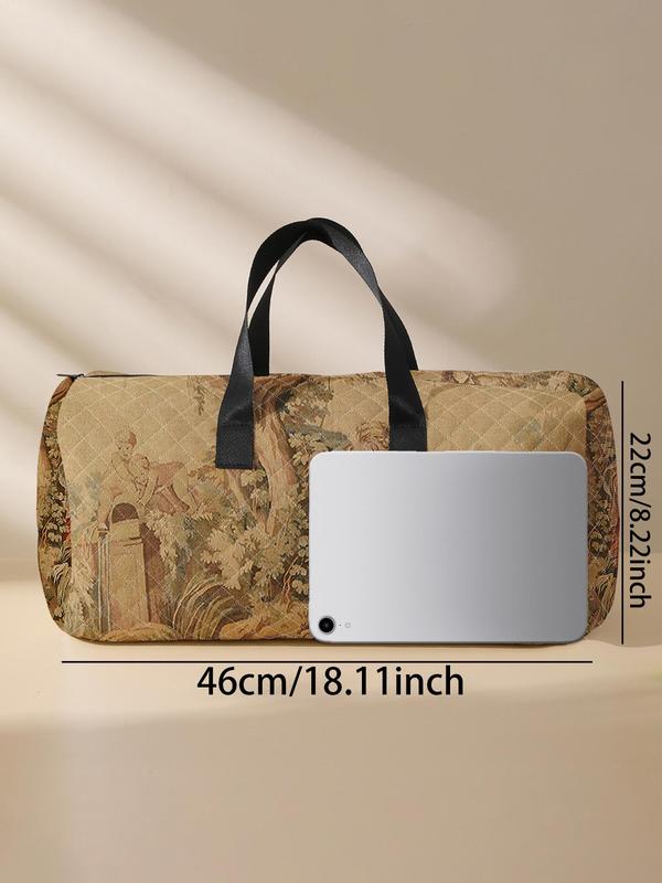 Oil Painting Pattern Travel Bag, Large Capacity Travel Duffle Bag, Portable Overnight Bag, Fashionable Travel Bag with Shoe Storage Compartment