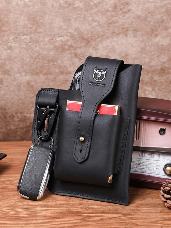 Men's Vintage Solid Color Buckle Belt Bag, Fashion Casual Phone Wallet Bag for Daily Life, Trendy Versatile High-quality Daily Commuting Bag