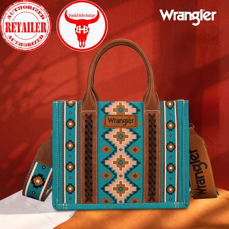 Wrangler Southwestern Print Small Canvas Crossbody - Dark Turquoise (New) versatile handbag