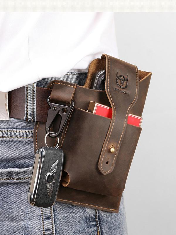 Men's Vintage Solid Color Buckle Belt Bag, Fashion Casual Phone Wallet Bag for Daily Life, Trendy Versatile High-quality Daily Commuting Bag