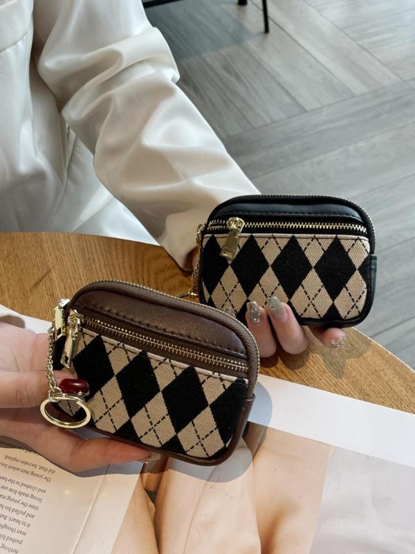 Fashionable Argyle Pattern Zipper Coin Purse, Casual Versatile Card Holder Wallet for Women, Trendy All-match & Exquisite Wallet for Birthday Gift