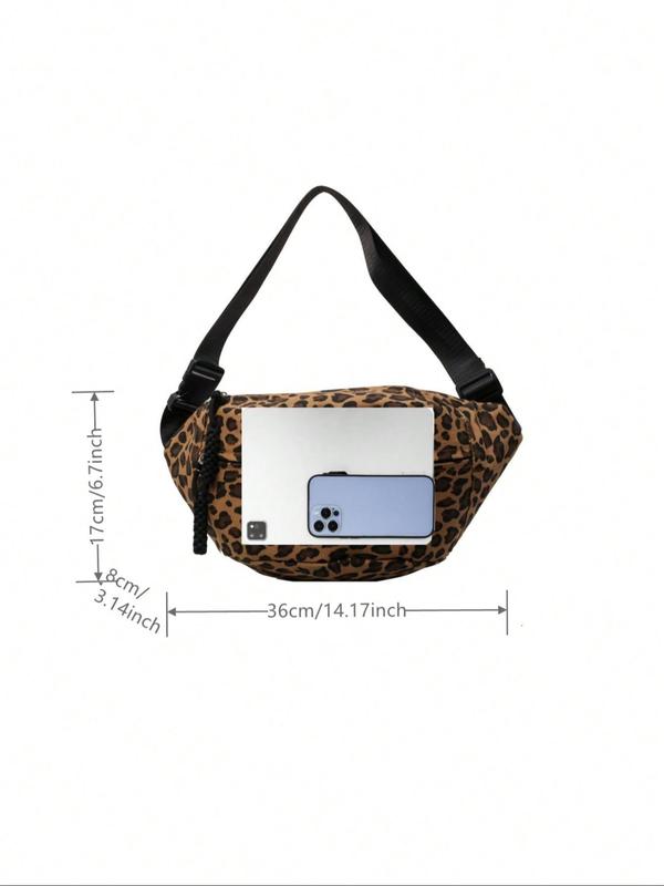 Women's Fashion Leopard Pattern Fanny Pack, Casual Versatile Chest Bag for Work & Outdoor Sports, Trendy All-match Sling Bag for Daily Used