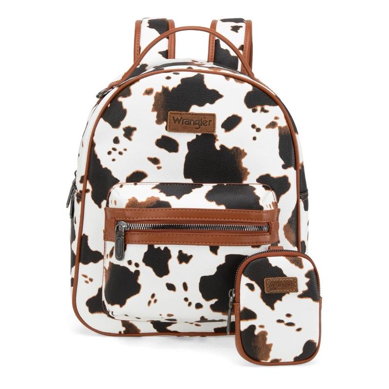 {Live Exclusive Bundle} Mommy and Me Wrangler Cow Print Mini and Full Size Fashion Backpack Set